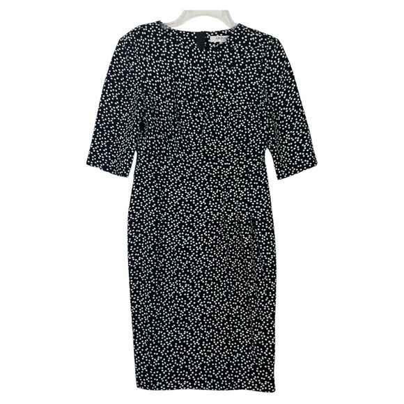 L.K. BENNETT WOMEN’S YOLANDA PRINT MONOCHROME TAILORED DRESS BLACK WHITE SZ 4 - Picture 2 of 9